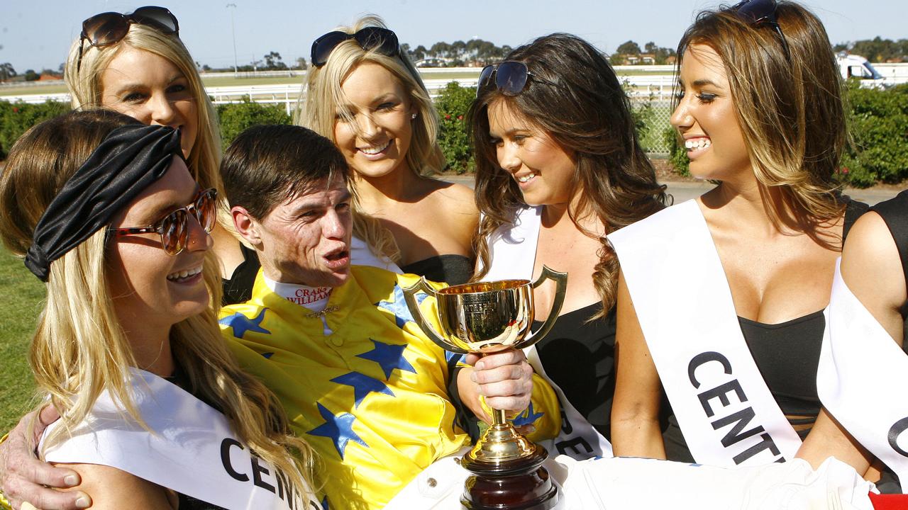 Craig Williams is congratulated by some happy punters after winning the 2011 Geelong Cup on Dunaden.