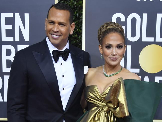 Alex Rodriguez and his fiancee Jennifer Lopez.