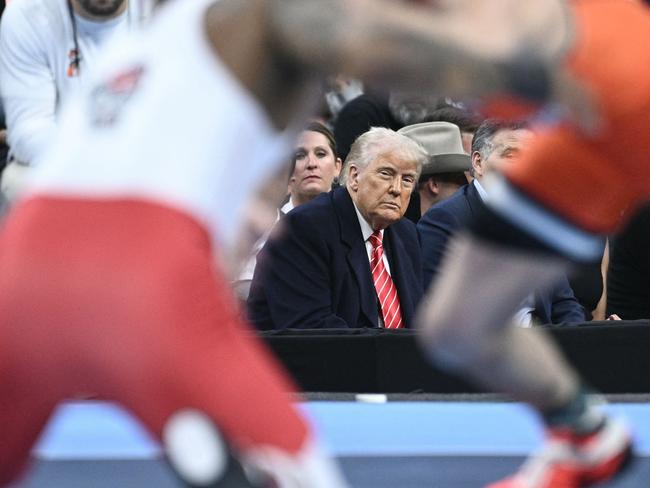 US President Donald Trump attends the men's NCAA wrestling competition in Philadelphia, Pennsylvania. Picture: AFP