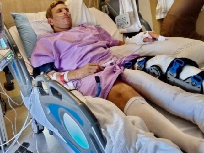 Nathan Schubert recovers in Gold Coast University Hospital.