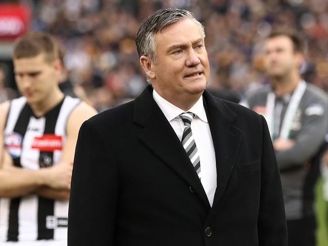 MELBOURNE, VICTORIA - SEPTEMBER 29:  Eddie McGuire, President of Collingwood Football Club,  looks dejected after the 2018 AFL Grand Final match between the Collingwood Magpies and the West Coast Eagles at Melbourne Cricket Ground on September 29, 2018 in Melbourne, Australia.  (Photo by Ryan Pierse/AFL Media/Getty Images)