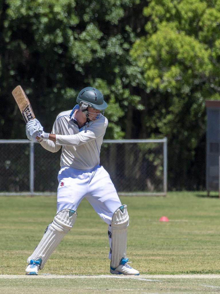 Scott Schultz bats for Wests. Western Districts vs Met Easts, reserve grade cricket. Saturday, November 26, 2022. Picture: Nev Madsen.