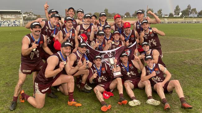 Melton celebrate their Ballarat premiership win last year. Picture: Shane Jones.