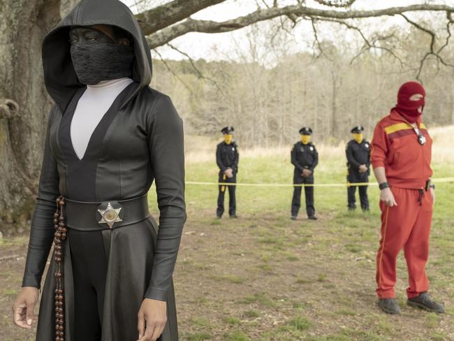 Regina King as Angela Abar, masked in her role as a police detective in Fox Showcase and HBO series, <i>Watchme</i> <i>n</i>. Picture: Foxtel