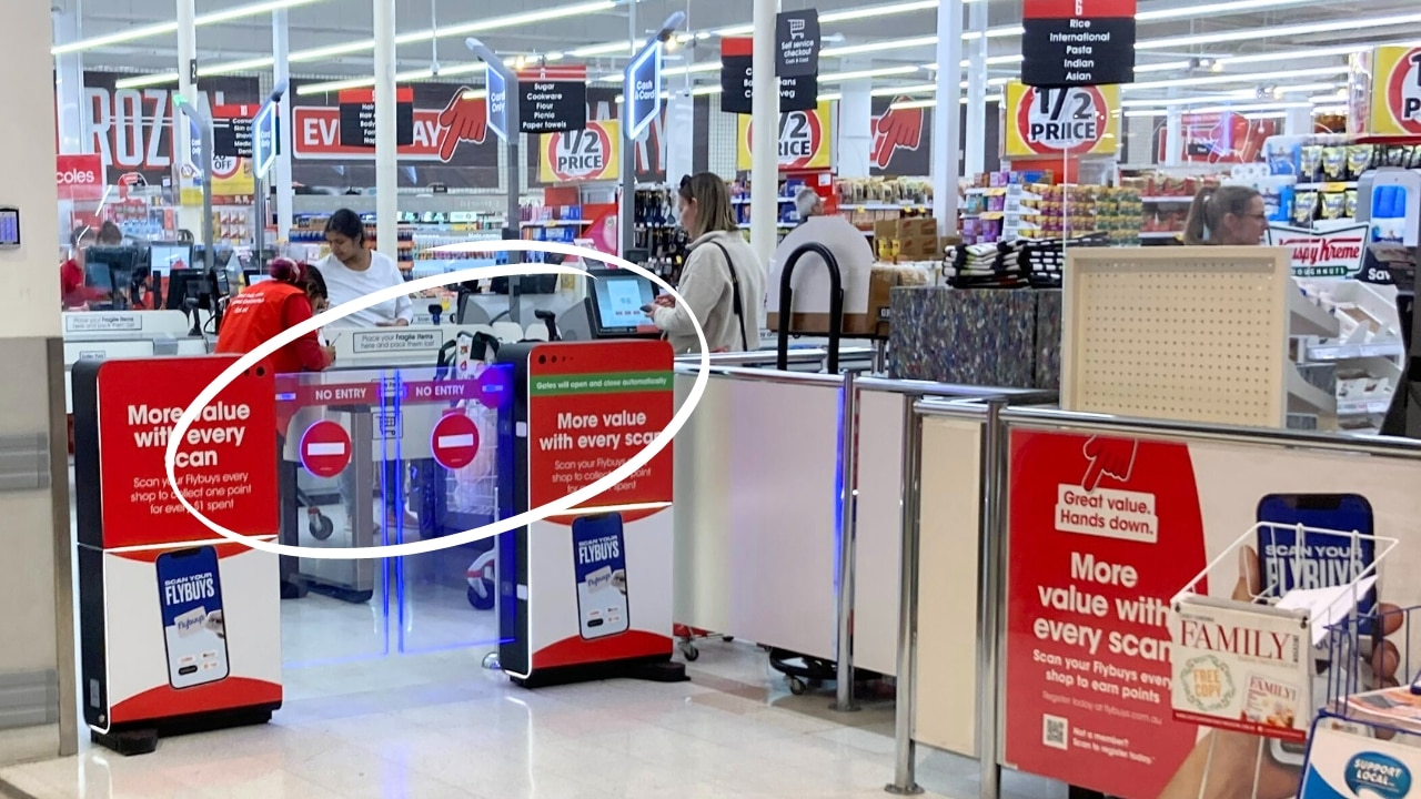 A photo of safety gates at another Coles, taken by Anna. Image: supplied