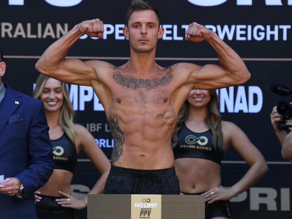 Danilo Creati at Tuesday’s weigh in. Picture: No Limit Boxing