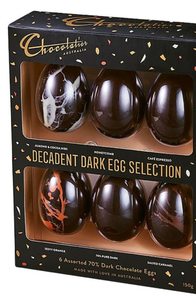 Coles sells these dark chocolate Easter eggs that have 70 per cent cocoa. Picture: Supplied