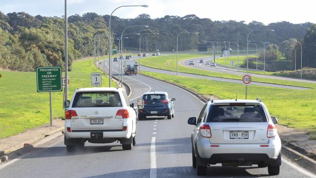 Cars turning on to the South-Eastern Freeway at Mt Barker. Picture: Brenton Edwards