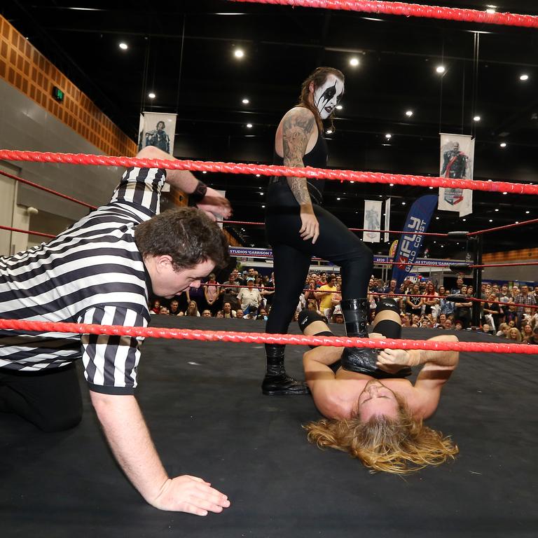 Wrestling action at Supanova at Gold Coast Convention Centre. Photo by Richard Gosling