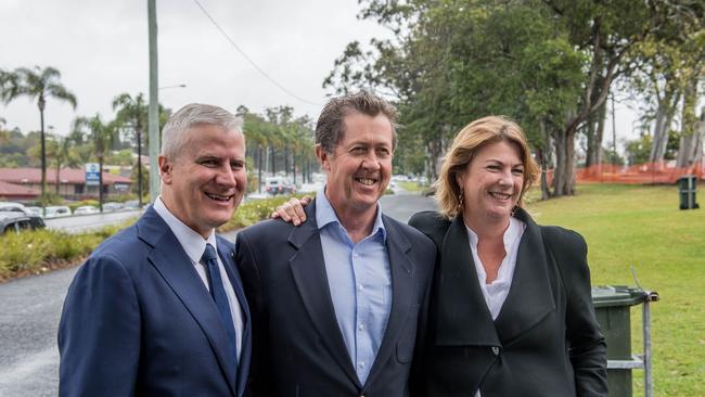 In 2018 Luke Hartsuyker announced the concept design for the Coffs bypass. There was a huge community backlash to the omission of tunnels in the design. He is pictured with Michael McCormack and Melinda Pavey.