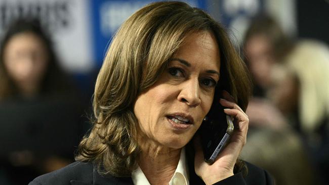 US Vice President and Democratic presidential candidate Kamala Harris takes part in a phone bank at the Democratic National Committee headquarters in Washington, DC. Picture: AFP