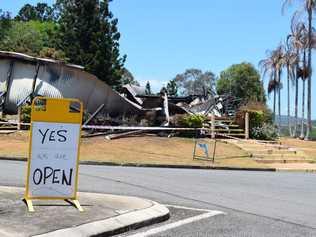 Sign of the times. The Kandanga pub will continue trading despite burning to the ground on Saturday.