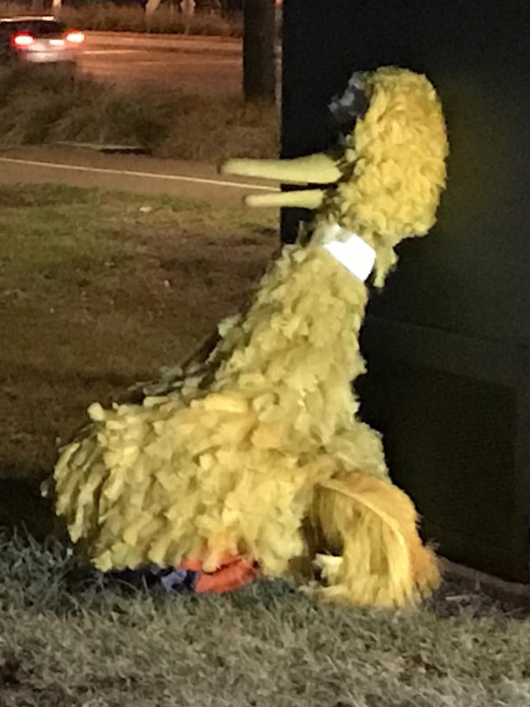 The $160,000 costume was returned to the circus in Bonython Park and found propped up against an electricity box. Picture: Peter Caldicott/7 News Adelaide