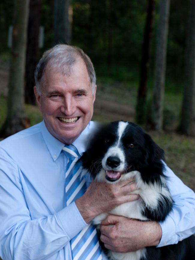 Royal Oak Hotel owner John Harvey with his dog. Supplied.