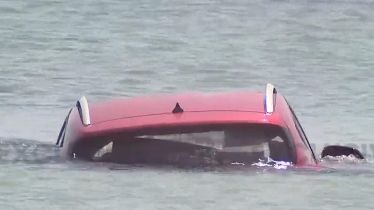 Police later found another vehicle submerged in water at Cervantes, with a man acting erratically on a nearby boat. They're investigating if the events are connected. Picture: 7News