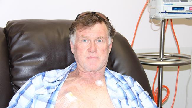 Rick Niven during chemo at the Mater Hospital Gladstone.