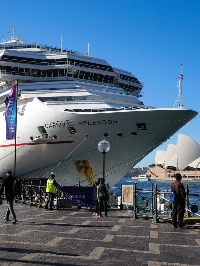 Carnival Splendor Cruise ship is seen docked in Circular Quay in Sydney. Picture : Gaye Gerard