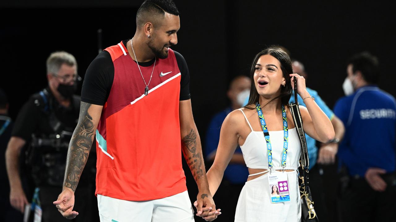 Nick Kyrgios’ girlfriend, Costeen Hatzi, has convinced him to play at the 2023 French Open. Picture: Getty Images