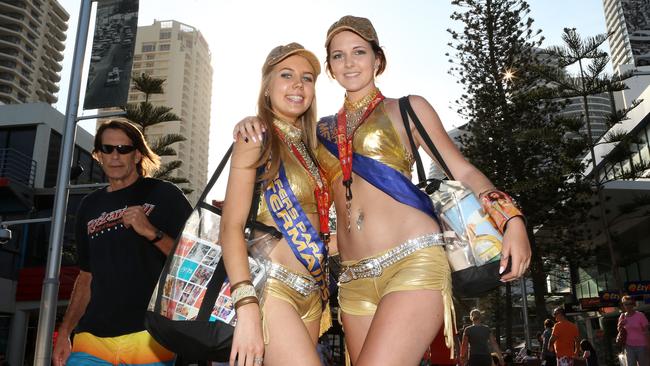 Surfers Paradise Meter Maids Sophie Bigbie (left), 17, and Celine Bell, 17.     Picture: Scott Fletcher