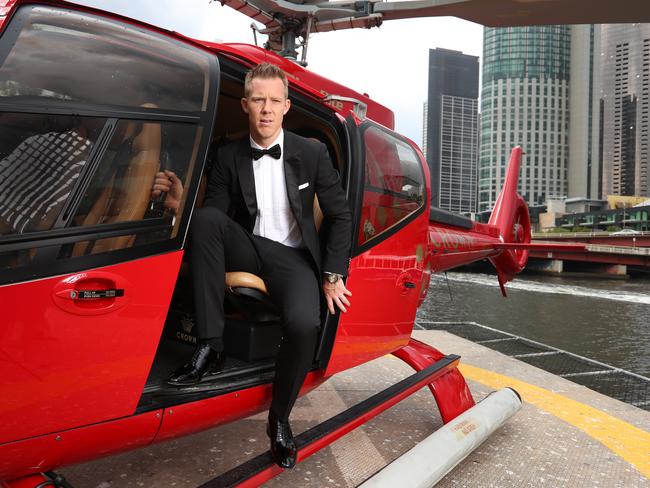 Though the shoot was inspired by Daniel Craig’s James Bond, Riewoldt says his favourite Bond was Pierce Brosnan. Picture: Alex Coppel.