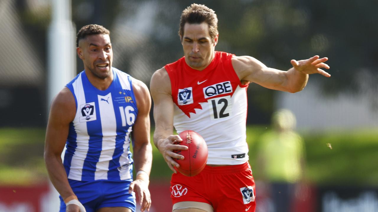 Josh Kennedy won 10 disposals before suffering a left hamstring strain. Picture: Getty Images