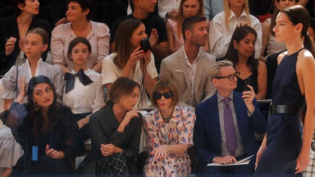 Tonkin, Robbie and Wintour sit front row at the Chanel show in Paris. Picture: Francois Guillot