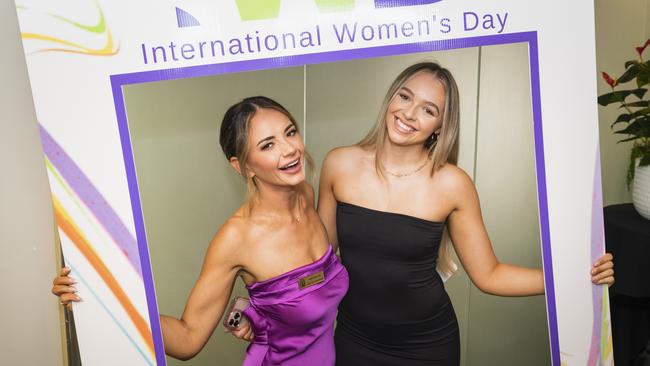 Kate Ruijter (left) and Caitlin Gall at the International Women's Day lunch hosted by Zonta Club of Toowoomba at Picnic Point, Friday, March 3, 2023. Picture: Kevin Farmer