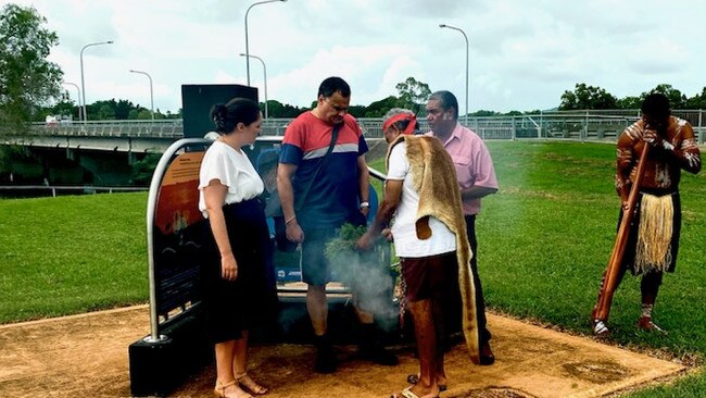 A smoking ceremony held as part of the ‘Deterring Drivers’ program.