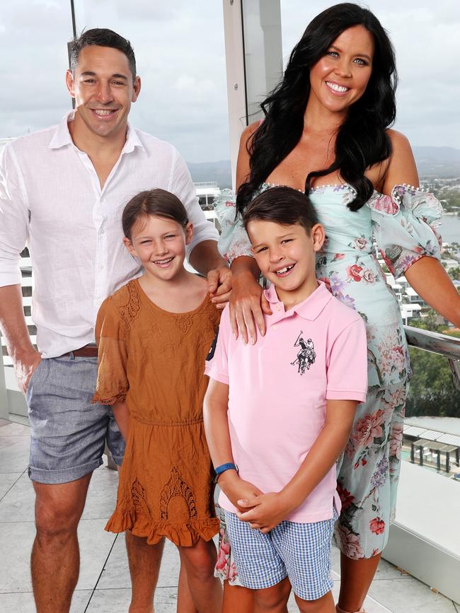 Billy and Nicole Slater with kids Tyla and Jake. Picture: Nigel Hallett