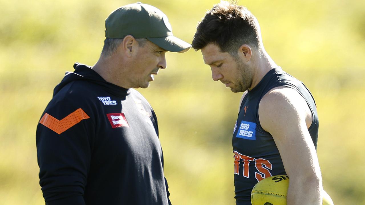 GWS coach Coach Adam Kingsley is waiting on Toby Greene’s fitness. Picture: Phil Hillyard