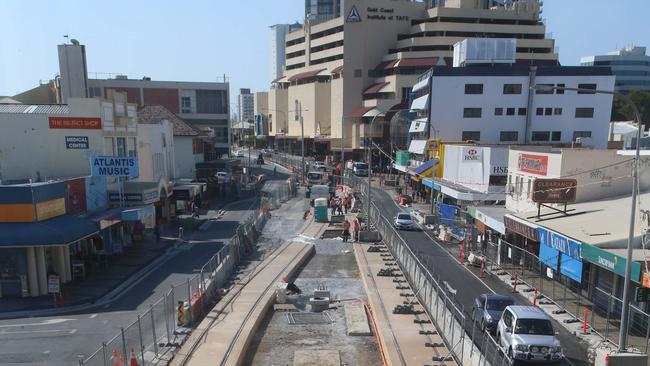 Light rail construction in Southport on Stage One.