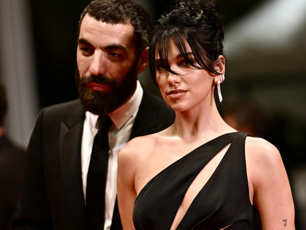 Lipa with her ex-boyfriend Romain Gavras, whom she split from in December. Picture: Loic Venance/AFP