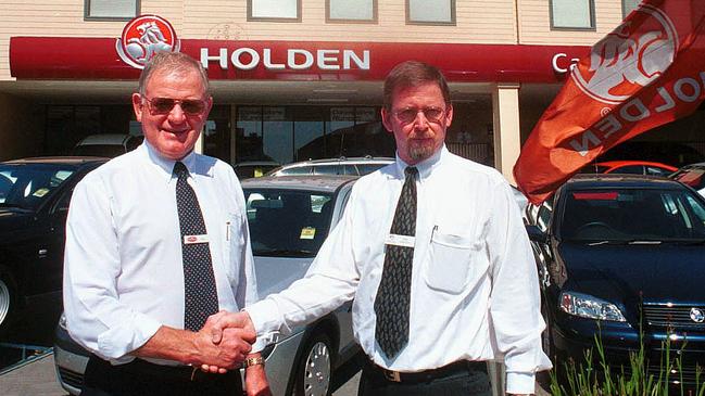 Paul Wakeling with Jim Morrison at the 2002 opening of Paul Wakeling Holden.