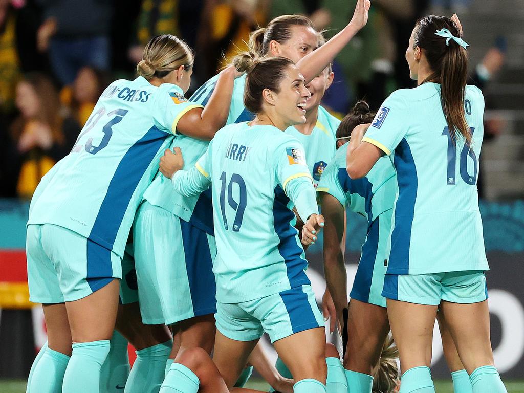 Australia stunned Olympic champions Canada to advance to the knockout stage of the World Cup. Picture: Mark Stewart