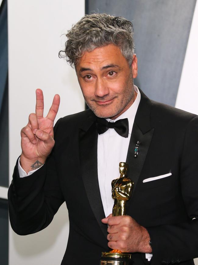 Taika Waititi poses with his Oscar for Best Adapted Screenplay for Jojo Rabbit in 2020. Picture: AFP