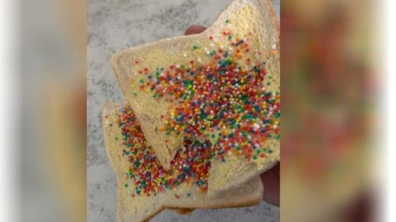 The picture that sparked a debate about how fairy bread is supposed to look. Picture: Reddit