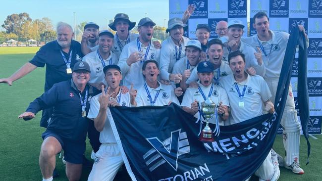 Carlton celebrates its Victorian Premier Cricket premiership.