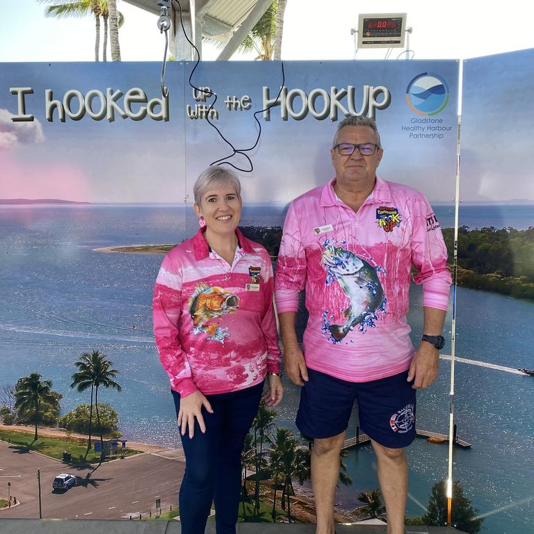 Treasurer Karen Windress and President Andrew Davis at the opening morning of the Boyne Tannum Hookup at Bray Park, Boyne Island. Picture: Nilsson Jones