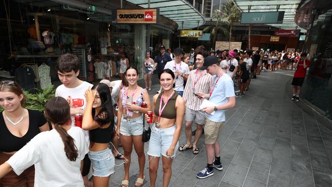 Schoolies at Surfers Paradise on The Gold Coast. Photograph: Jason O'Brien / Sunday Mail