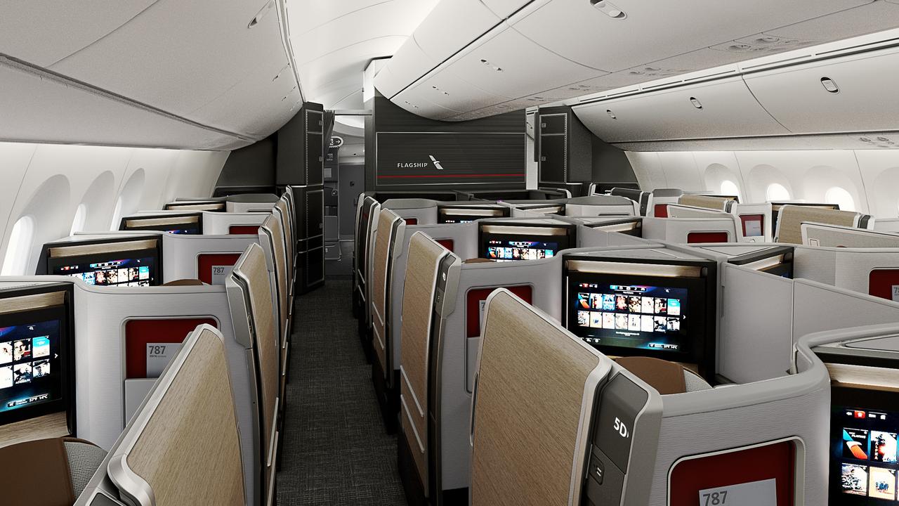 Inside the business class cabin of an American Airlines 787-9, which it will use on its new Brisbane-Dallas Fort Worth route.