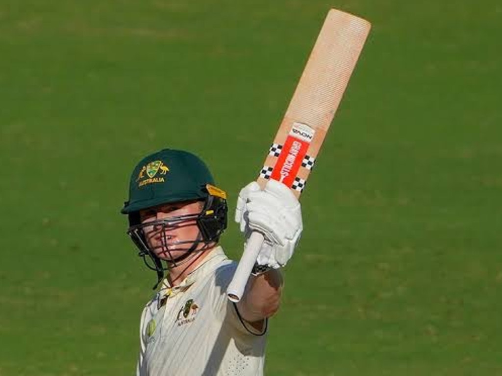 Peake raises the bat for a century against India. Picture: Supplied.