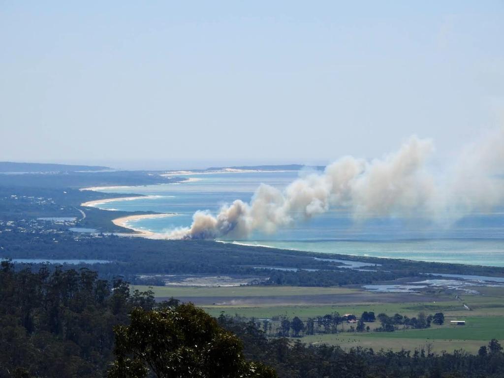 Smoke from a fire in Scamander. Picture: Lumera Eco Chalets, St Marys