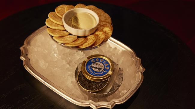 Caviar with blinis and yuzu cream at Stan's Lounge.