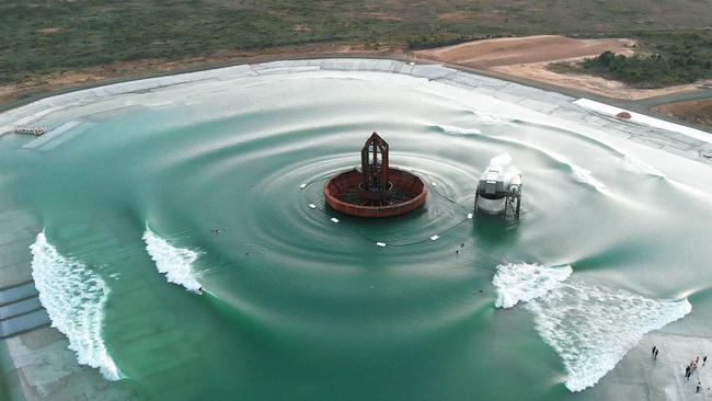 Artificial wavepool company Surf Lakes are planning to construct their first commercial wave on the Gold Coast. Pictured is the demo site located in Yeppoon, Queensland. Picture: Supplied.