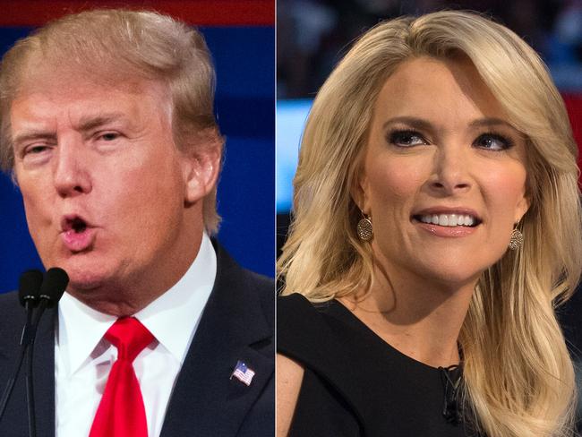 ‘Shamed’ ... a combination photo shows Republican presidential candidate Donald Trump, left, and Fox News’ Megyn Kelly. Picture: AP Photo/John Minchillo