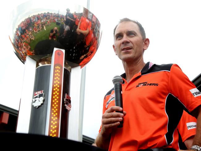 Justin Langer at a meet and greet with Perth Scorchers’ fans.