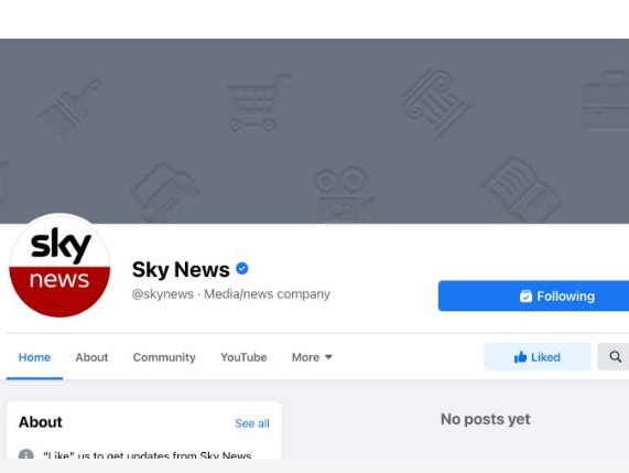 Facebook blocked content from Sky News UK even though it is not affiliated with Sky News Australia. Picture: Sky News