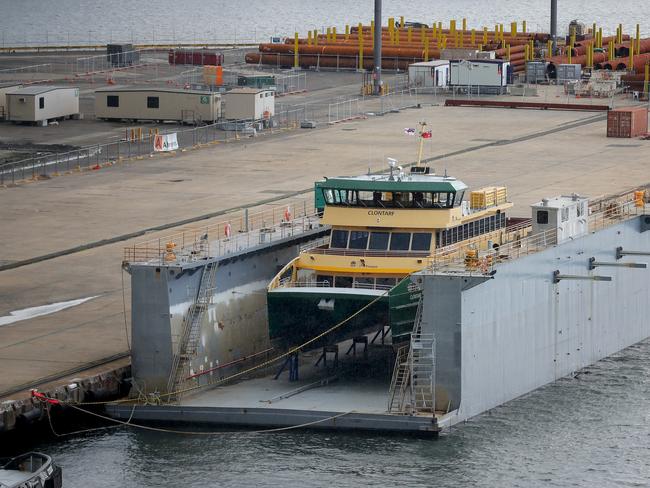 The 'Clontarf', has been docked three times in a week due to fuel and oil leaks. Picture: Toby Zerna