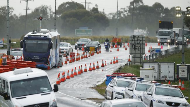 The roadblock at Little River. Picture: Daniel Pockett/Getty Images.