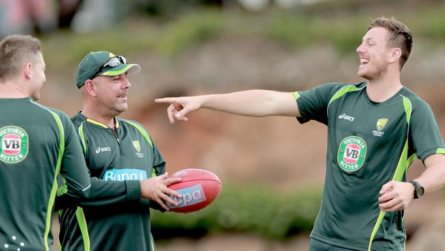 Former Australia coach Darren Lehmann (L) would pick James Pattinson for the Ashes. Picture: Mark Cranitch.